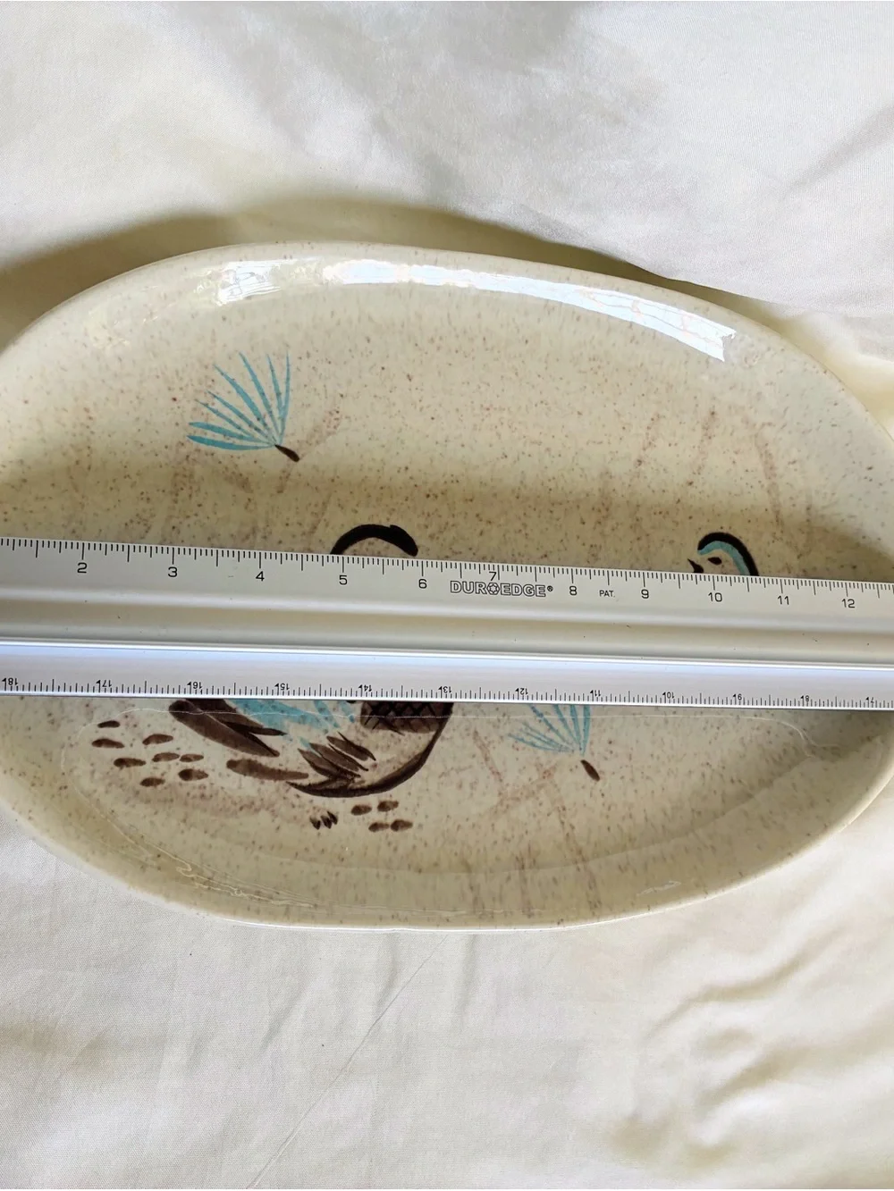 Red Wing Pottery Bob White Quail Hand Painted Oval Platter